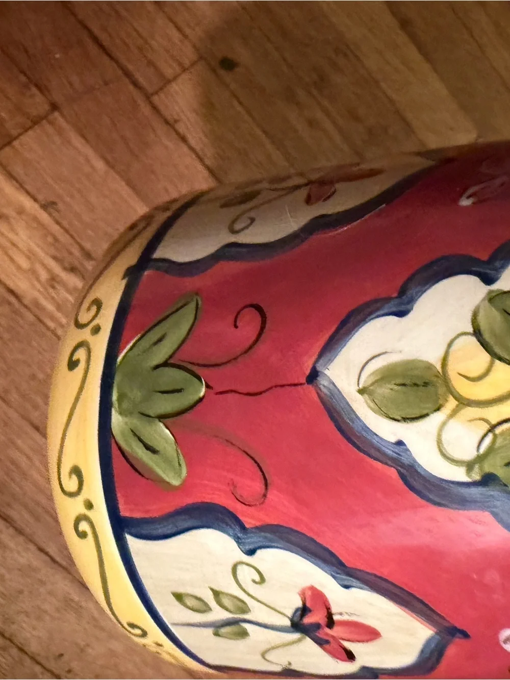 Pier 1 Hand-Painted Ceramic Retired Mediterranean Lidded Kitchen Vintage Jar
